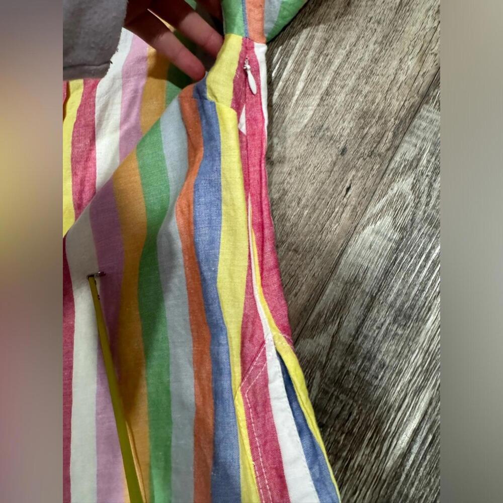 J. Crew Pastel Rainbow Striped Linen Blend Knee Length Shift Dress- Size Small - Picture 6 of 8